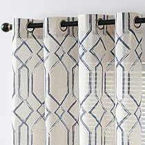 Long Window Curtains, Moroccan Curtains, Blue Moroccan Tile, Patterned Curtains, Farmhouse Light, Geometric Curtains, Bedroom Blue, Decorative Curtain Rods, Plain Curtains