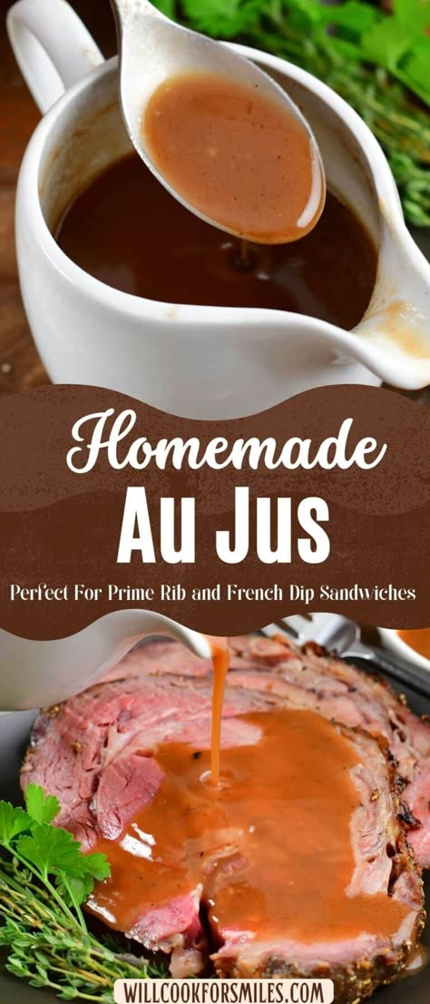 Red Wine Au Jus Recipe, Beef French Dip, Roast Beef French Dip, Holiday Roast Beef, Roast Beef Au Jus, Prime Rib Sauce, Prime Rib Au Jus, Beef Au Jus, Au Jus Recipe