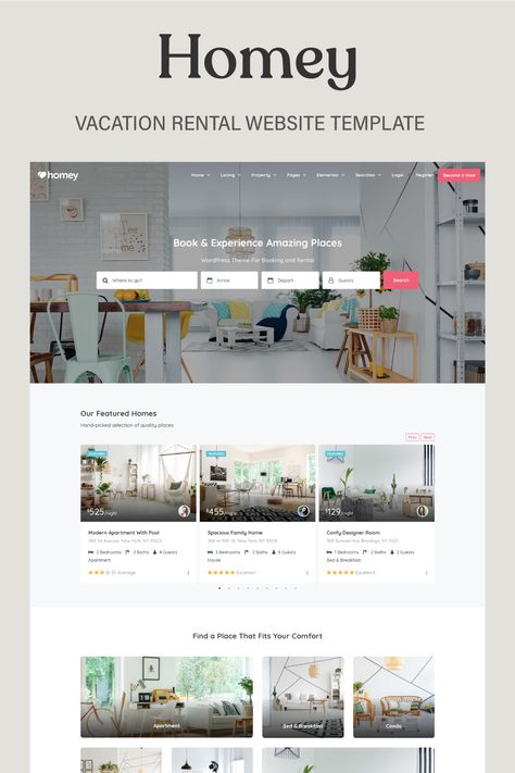 Creating a website for your short-term rental has never been easier. Here are some of the best vacation rental website templates, like the Homey WordPress theme for direct bookings. Hotel Booking Website, Ux Design Principles, Airbnb Website, Travel Website Design, Website Design Inspiration Layout, Soho Hotel, Affordable Vacations, Booking Website, Airbnb Rentals