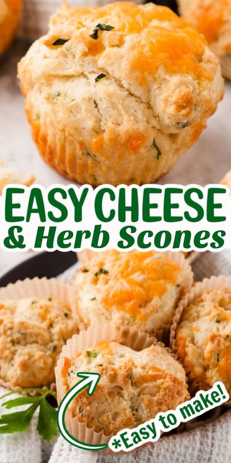 These Easy Cheese and Herb Scones are a delicious savory recipe that the entire family will enjoy. They are made with a blend of fresh herbs and can be prepared quickly. A perfect accompaniment to soup or stew on a cold winter’s night.  The scones are also a hit at a Sunday brunch or holiday breakfast. Savory Scones Breakfast, Easy Savory Scones, Herb Scones Recipe, Winter Savory Herb Recipes, Cheese And Herb Scones Recipe, Cheese And Herb Biscuits, Herb And Cheese Scones, Savory Herb Uses, Savoury Scones Recipe Easy