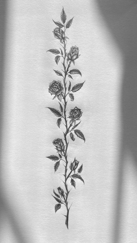 Rose Thorn Tattoo, Rose Vine Tattoos, Flower Vine Tattoos, Stitch Toothless, Thorn Tattoo, Flower Spine Tattoos, Wrap Around Tattoo, Around Arm Tattoo, Minimalistic Tattoo Ideas