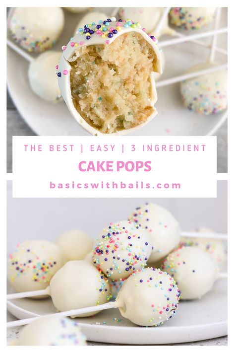 Funfetti Cake Pops, Cookie Dough Cake Pops, 3 Ingredient Cake, Cake Pop Recipe Easy, 3 Ingredient Cakes, Gluten Free Cake Mixes, Diy Cake Pops, Chocolate Glazed Donuts, Birthday Cake Pops