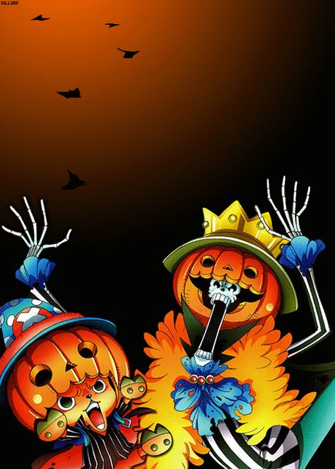 Gif // One Piece. Chopper and Brook dressed up for Halloween #halloween #chopper #brook One Piece Halloween Wallpaper, One Piece Banner Gif, One Piece Banner, One Piece Halloween, Brook One Piece, One Piece Birthdays, Brooks One Piece, One Piece Gif, Tony Tony Chopper