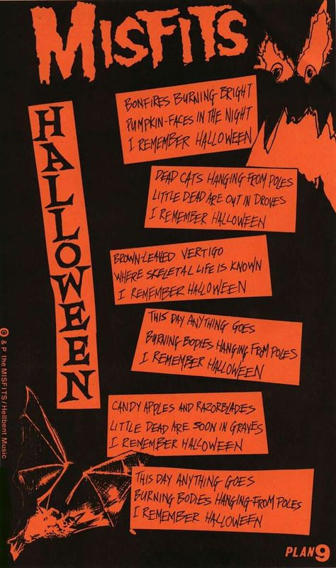 Halloween Lyrics, Misfits Halloween, Punk Bands Posters, Glenn Danzig Misfits, Halloween Candy Apples, Concert Flyers, Samhain Danzig, Misfits Band, Danzig Misfits