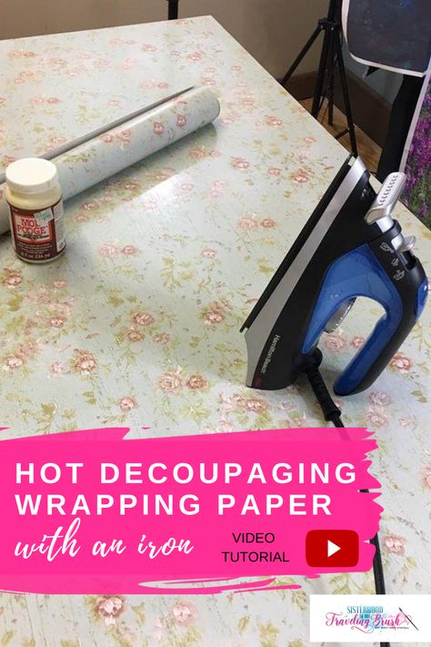 Decoupage For Beginners, Decoupage Fabric, Decoupage Wrapping Paper, Wrapping Paper Decoupage, How To Decoupage With Scrapbook Paper, How To Decoupage Furniture, Can You Decoupage Fabric, Decoupage With Wrapping Paper, Decoupage Ideas For Beginners