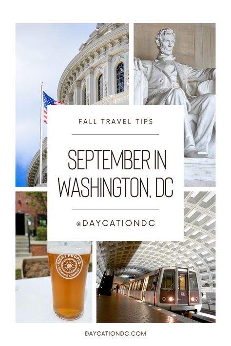 Are you planning a fall trip to Washington, DC? Click the blog to see what to expect for weather, seasonal festivals, and more in September! #washingtondc #travel Washington Dc In September, Washington Dc September Outfits, What To Wear In Washington Dc Fall, Washington Dc Outfit Fall, Washington Dc Outfit, Weekend In Dc, Washington Dc Itinerary, Trip To Washington Dc, September Outfits