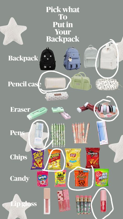 #school #backpack #f4f #fyp #cute #aesthetic🎒✨(I don’t wanna sound like I’m begging but can we pls get this shuffle to 20 likes?) Backpack Accessories Ideas, Stuff To Put In Your Backpack For School, School Backpack Essentials, What's In My Backpack, Apparel Business, Lays Chips, School Routine For Teens, Backpack Packing, School Bag Essentials