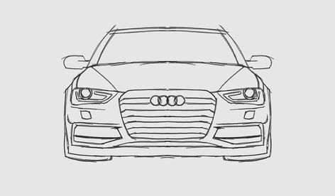 Audi A4 Drawing, Audi Drawing Sketch, Drawing Cars Easy, Audi Rs6 Drawing, Audi Car Drawing, Easy Drawings Car, Audi R8 Drawing, Audi Drawing, Audi Sketch