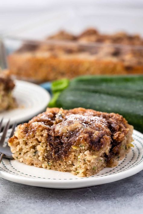 Zucchini Coffee Cake is a tender moist crumb cake recipe with zucchini - the perfect way to use use up zucchini during the season! Perfect for breakfast with coffee. Lemon Zucchini Coffee Cake, Zucchini Coffee Cake Recipes, Zucchini Coffee Cake, Zucchini Breads, Use Up Zucchini, Recipe With Zucchini, Breakfast With Coffee, Zucchini Cakes, Cruffin Recipe