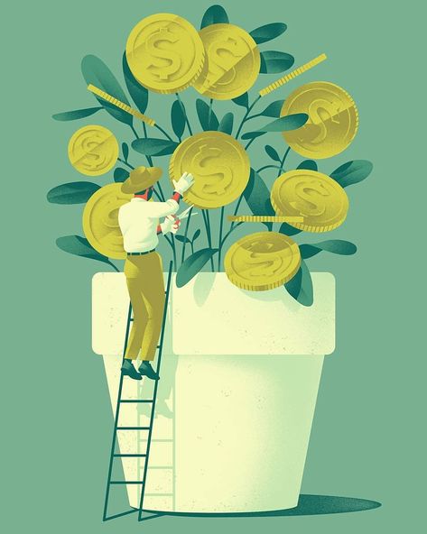 Growing wealth illustration by Michele Marconi . . . . #procreate #pixelcart #illustration #illustrator #art #artwork #artist #adobe #photoshop #wealth #money #growth Editorial Illustration Magazine, Growing Wealth, Money Magazine, New Scientist, Conceptual Illustration, Art Et Illustration, Lost Art, Printable Crafts, Cat Person