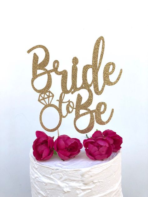 Bride to Be Cake Topper, From Miss to Mrs Cake Topper, Bridal Shower Cake, Engagement Party Topper, Wedding Cake topper, She said Yes by PrettyCuteCuts on Etsy Miss To Mrs Cake Topper, Miss To Mrs Cake, Bride To Be Cake Topper, Cake Engagement, Bride To Be Cake, Bridal Shower Inspo, Party Topper, Gold Cake Topper, Miss To Mrs