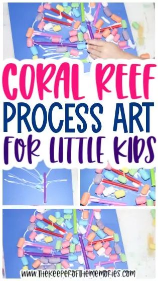 Practice creative thinking and fine motor skills with your preschoolers and kindergartners using this bright and colorful Coral Collage for Kids process art activity. #coralreef #ocean #preschool #coral #collage Ocean Crafts Preschool, Collage For Kids, Ocean Preschool, Process Art Preschool, Ocean Art Projects, Ocean Theme Preschool, Ocean Projects, Ocean Theme Classroom, Summer Camp Activities