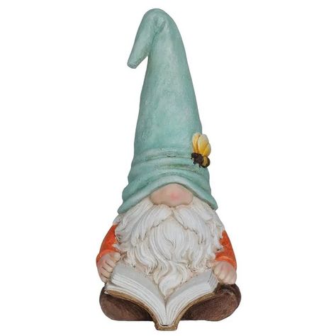 Gnome with Turquoise Hat Reading Book Decor - On Sale - Bed Bath & Beyond - 40099373 Outdoor Statues Sculpture, Turquoise Hat, Ceramic Statue, Gnome Statues, Indoor Outdoor Planter, Planter Pots Outdoor, Big Hat, Garden Statue, Outdoor Statues