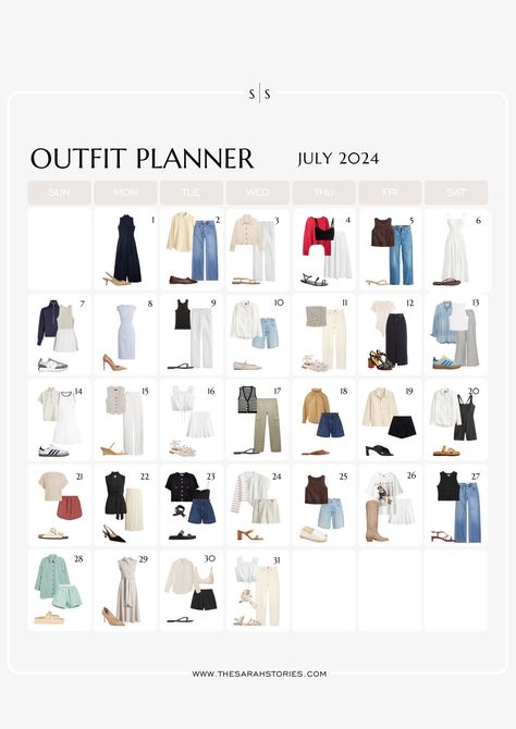 Clothes Capsule, Outfit Calendar, Creative Outfit Ideas, Daily Outfit Ideas, Daily Fashion Outfits, Feeling Uninspired, Clothes Capsule Wardrobe, 31 Daily, Realistic Fashion