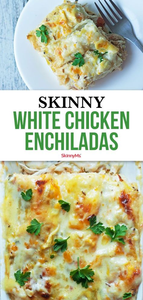 Creamy Enchiladas, Enchiladas Healthy, White Chicken Enchiladas, Low Calorie Dinners, Chicken Enchilada Recipe, Health Dinner, White Chicken, Health Dinner Recipes, No Calorie Foods