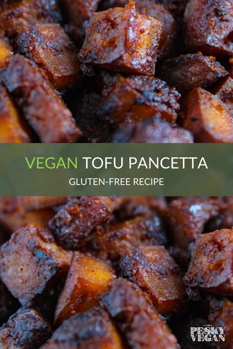 Vegan Pancetta, Vegan Bacon Bits, Pancetta Recipes, Tofu Recipes Vegan, Vegan Stew, Vegan Bacon, Tofu Dishes, Vegan Tofu, Vegan Meat