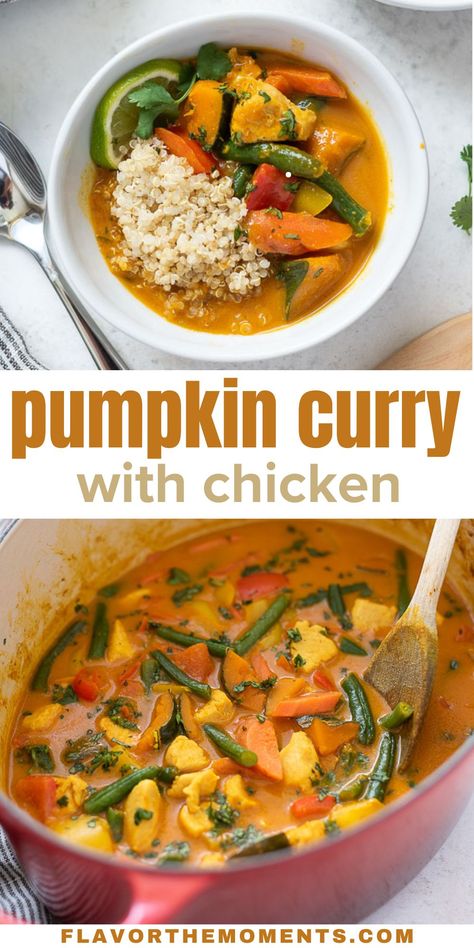 Chicken With Pumpkin Recipe, Pumpkin And Chicken Recipes, Chicken And Pumpkin Curry, Coconut Pumpkin Curry, Pumpkin Coconut Chicken Curry, Chicken Sweet Potato Curry, Coconut Curry Pumpkin Soup, Thai Pumpkin Curry, Pumpkin Stew