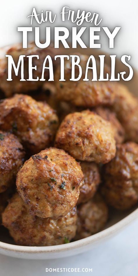 Turkey Meatball Air Fryer, Airfryer Turkey Meatballs, Ground Turkey Meatballs Air Fryer, Easy Ground Turkey Meatballs, Ground Turkey Balls Recipes, Juicy Turkey Meatballs, Turkey Balls Recipe, Turkey Meatballs Air Fryer, Ground Turkey Meatball Recipes