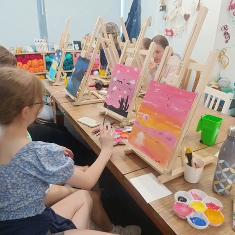 Painting 🎨 🖌️ at Lark It was great to get out all our new easels and painting supplies out at craft club yesterday! The kids did a brilliant job in creating tropical inspired paintings 😍 If you fancy having a go we still have spaces on our parent and child painting workshop this Thursday at 12.30pm and then later that evening at 6.30pn is an adult version of the workshop, where you can also BYO 🍷 To book either head on over to the website calendar and head to the 1st August 🖌️ Paint Night Set Up, Painting Observation In Childcare, Live Painting At Event, Diy Plein Air Painting Kit, Drawing & Painting Kit, Parenting Workshop, Child Painting, 1st August, Creation Station