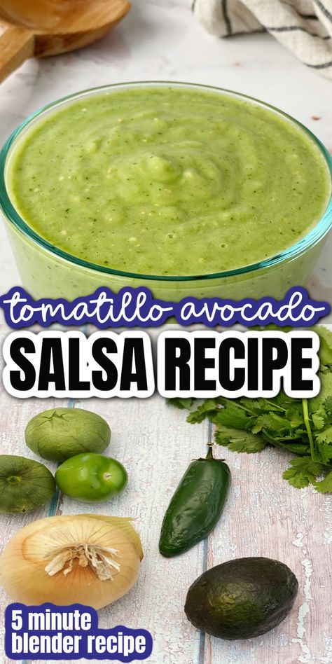 Tomatillo Avocado Salsa Recipes, Easy Avocado Salsa Recipe, Creamy Avocado Salsa Verde, Homemade Avacodo Salsa, Green Guacamole Salsa, Mexican Avocado Salsa Recipe, Guac Salsa Recipe, Guacamole Salsa Recipe Herdez, How To Make Avocado Salsa