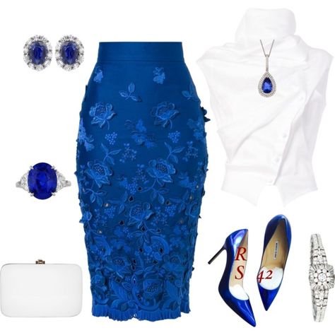 Ermanno Scervino, Pinterest Outfits, Looks Chic, Complete Outfits, Blue Skirt, Work Fashion, Gatsby, Manolo Blahnik, Look Fashion