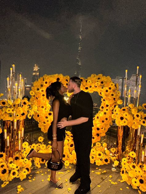 Sunflower Proposal, Proposal Ideas Beach, Happy Engagement, Swirl Couples, True Love Stories, Beach Birthday, Top Floor, Interracial Couples, Photo Poses For Couples