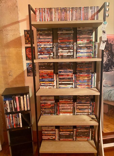 dvd collection + blu-ray collection Dvd Collection Display, Dvd Display, 90s Room, Kirsten Vangsness, Physical Media, Blu Ray Collection, Dvd Collection, Family Video, Displaying Collections