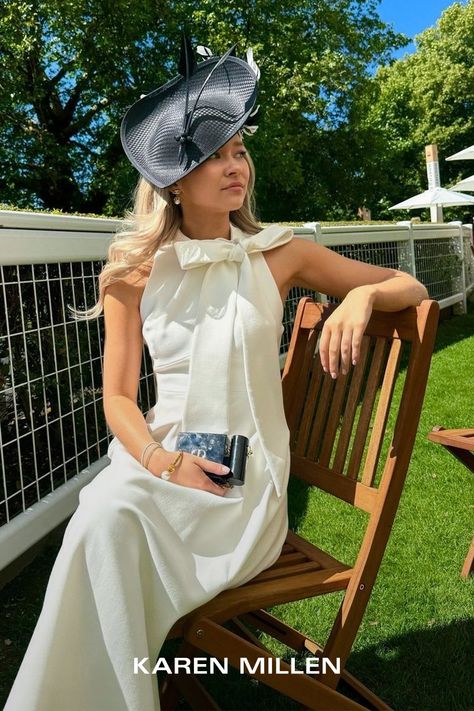 Be inspired by race day fashion with Karen Millen's races outfits. Whether you're attending Derby Ascot, Ladies Day or any other prestigious race, let Karen Millen be your go-to source for race day fashion inspiration. Explore our races outfits for women and create a winning look that combines sophistication and style for an unforgettable day. Ascot Outfits Women, Royal Ascot Outfit, Horse Race Outfit Dresses, Ladies Day At The Races Outfit, Horse Racing Fashion, Horse Race Outfit, Ascot Outfits, Ascot Dresses, Kentucky Derby Outfit