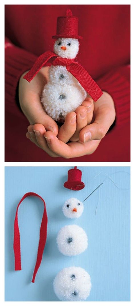 DIY Adorable Pom-Pom Snowman Pompom Crafts, Christmas Crafts Snowman, Diy Snowman Decorations, Diy Snowman Ornaments, Pom Pom Christmas, Snowman Diy, Snowman Crafts Diy, Christmas Pom Pom, Pom Crafts