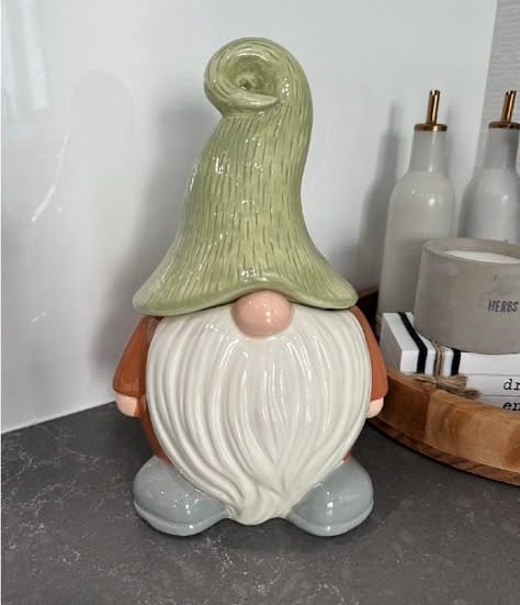 Gnome Cookie Jar, Ceramic Cookie Jar Ideas, Lidded Jars Pottery, Cute Cookie Jar, Ceramic Gnomes, Gnome Cookie, Teapot Ideas, Paint And Drink, Christmas Cookie Jars