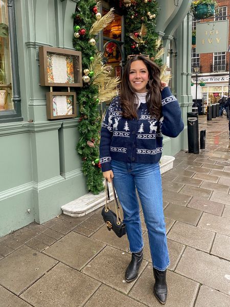 Fair Isle Outfit, Fair Isle Cardigan Outfit, Snowflake Sweater Outfit, Christmas Watchlist, Holiday Sweater Outfit, Fair Isle Sweater Outfit, Cabin Core Aesthetic, Birkenstock Clog Outfit, Christmas Sweater Outfit