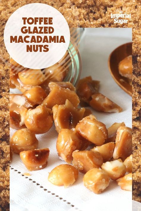 These salty, sweet Toffee glazed Macadamia Nuts are buttery, rich and crisp. And as a bonus they can be whipped up in just minutes! Macadamia Nut Snacks, Toffee Nuts Recipe, Macadamia Nut Brittle, Chocolate Covered Macadamia Nut, Roasted Macadamia Nuts Recipes, Flavored Nuts Recipes Holidays, Macadamia Nuts Recipes, Candied Nuts Recipe Easy, Candied Macadamia