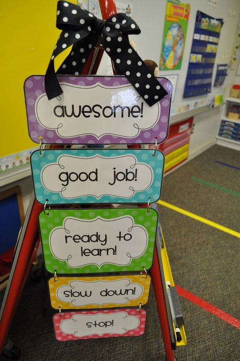 I know you're probably looking at the hanging chart (and it IS cute), but look in the background at the colorful strips of tape on the floor. That's a less expensive alternative to pricey rugs for student seating on the floor. Clever. Clip Chart, Behavior Chart, Classroom Behavior Management, Classroom Organisation, Organization And Management, Kindergarten Class, Class Management, Behaviour Chart, Classroom Behavior