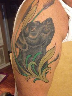 Top 40+ Best Labrador Tattoo Ideas And Designs - The Paws Black Labrador Tattoo, Labrador Tattoo Ideas, Labrador Tattoo, Chris Tattoo, Pet Portrait Tattoos, Duck Hunting Dogs, Dog Portrait Tattoo, Duck Tattoos, Hunting Tattoos