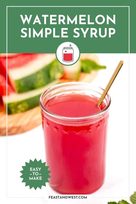 Grab that juicy, ripe, red watermelon and turn it into the most incredible watermelon simple syrup. It's a sweet taste of summertime. Over Ripe Watermelon Recipes, Watermelon Simple Syrup, Extra Watermelon, Watermelon Syrup, Frozen Drinks Alcohol, Craft Beer Recipes, Strawberry Simple Syrup, Simple Syrup Cocktails, Frozen Drink Recipes