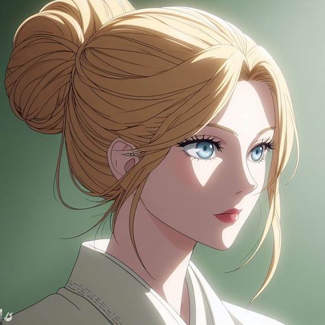 Blonde Girl Animes, Blonde Anime Woman Blue Eyes, Simple Animation Style, Blonde Manhwa Girl, Blonde Hair Blue Eyes Character, Blonde Anime Characters Female, Blonde Anime Woman, Anime Pfps, Digital Art Anime