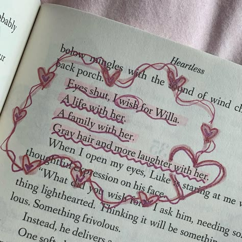 Cr. readwithbeau on ig Book Doodles Aesthetic, Types Of Highlights, Heartless By Elsie Silver, Book Annotation Ideas, Heartless Book, Book Doodles, Book Annotation Tips, Book Annotating, Annotating Books