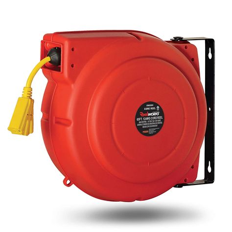 ReelWorks Extension Cord Reel Retractable 12AWG x 65' Foot 3C/SJT Heavy Duty Commercial Cable Triple Tap Connector Power 15A 125VAC 1875W Extension Cord Reel, Automotive Garage, Cable Reel, Electrical Cord, Tractor Supplies, Extension Cord, Power Outlet, Electrical Supplies, Power Cord