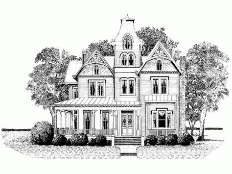 Front 3 Season Porch Exterior, 3 Story Victorian Homes Plans, Carpenter Gothic House Plans, Old Victorian Floor Plans, Gothic House Plans Victorian, Gothic Floor Plans, Old Victorian House Plans, Second Empire House Plans, Victorian Homes Floor Plans