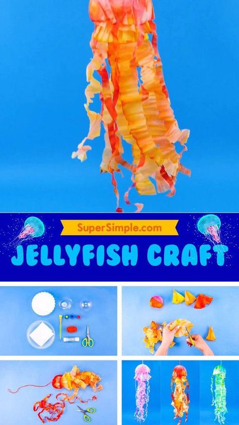 Beach Crafts For Kids, Dye Projects, Under The Sea Crafts, Under The Sea Decorations, Ocean Theme Classroom, Ocean Birthday Party, Jellyfish Craft, Ocean Birthday, Sea Decor