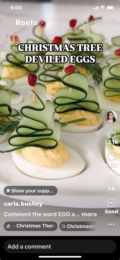 Holiday Deviled Eggs, Pickle Spears, Toothpick Appetizers, Devilled Eggs, Egg Christmas, Festive Appetizers, Creamy Eggs, Xmas Dinner, Deviled Eggs Recipe