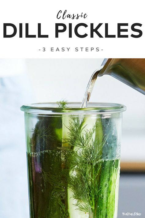 Learn how to make classic dill pickles with this foolproof recipe of Kirby cucumbers brined with dill, coriander, garlic and dill seeds. Dill Pickles Canning, Crunchy Dill Pickles, Pickles Canning, Homemade Dill Pickles, Dill Seeds, Homemade Pickles Dill, Dill Pickle Recipe, Best Pickles, Canning Pickles