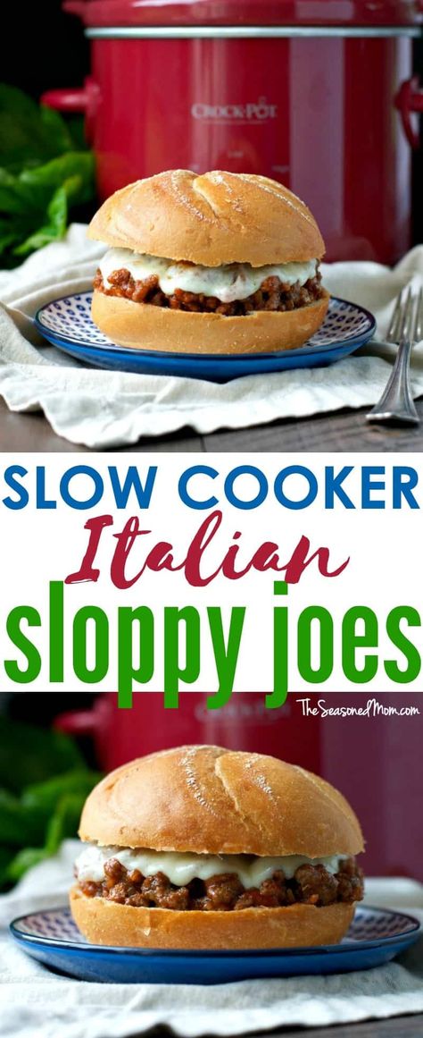 Italian Sloppy Joes, Slow Cooker Sloppy Joes, Slow Cooker Italian, Sloppy Joe, Crock Pot Slow Cooker, Crockpot Meals, Sloppy Joes, Easy Slow Cooker, Cooker Recipes