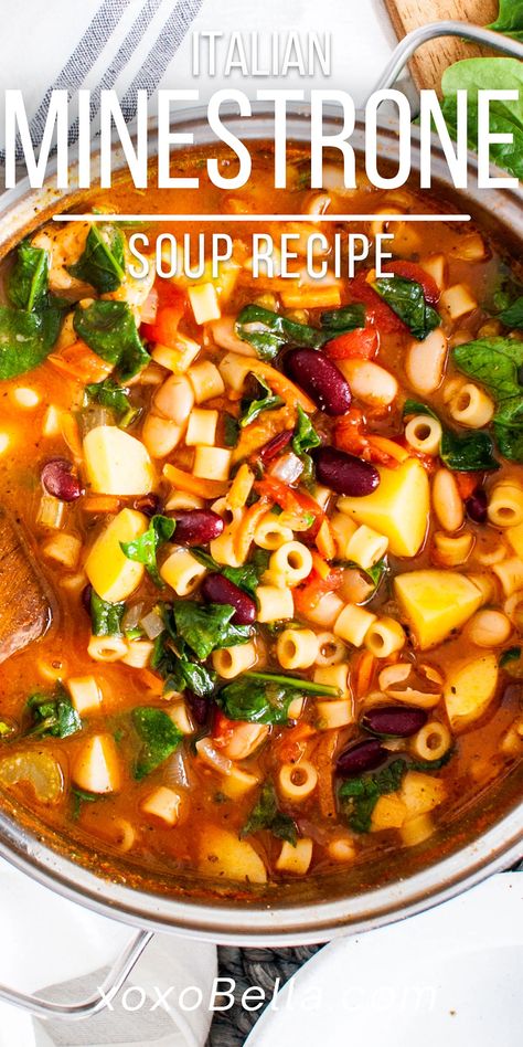 Ministroni Soup Recipe, Hearty Minestrone Soup Recipe, Italian Minestrone Soup Recipe, Italian Minestrone Soup, Pasta And Vegetables, Sopa Minestrone, Italian Vegetable Soup, Italian Soup Recipes, Recipe For Lunch