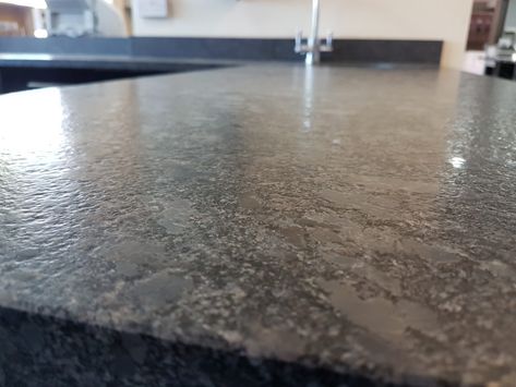 Steel Grey Granite Countertops, Leather Finish Granite, Black Leathered Granite Countertops, Leathered Granite Countertops, Dark Granite Countertops, Leathered Granite, Grey Granite Countertops, Black Granite Kitchen, Granite Kitchen Countertops