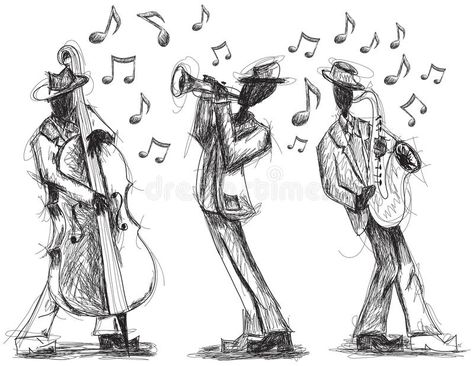 Jazz band doodles. Hand drawn, jazz band with a trumpet player, bassist, and sax , #affiliate, #Hand, #drawn, #doodles, #Jazz, #band #ad Band Doodles, Saxophone Tattoo, Doodle Wall, Jazz Players, Jazz Sheet Music, Trumpet Players, Band Photography, Jazz Art, Music Drawings