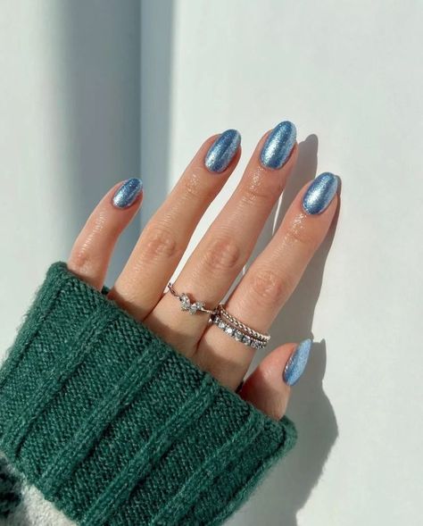 Short Acrylic Nails Winter, Engagement Nails, Light Blue Nails, Nail Decor, Bright Summer Nails, January Nails, Lovely Nails, Blue Beauty, Almond Nails Designs