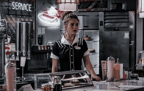 Restaurant Waitress Aesthetic, Waitress Aesthetic, Diner Aesthetic, Waitress Uniform, High School Love, High School Romance, Story Aesthetic, Writer Tips, Bon Iver