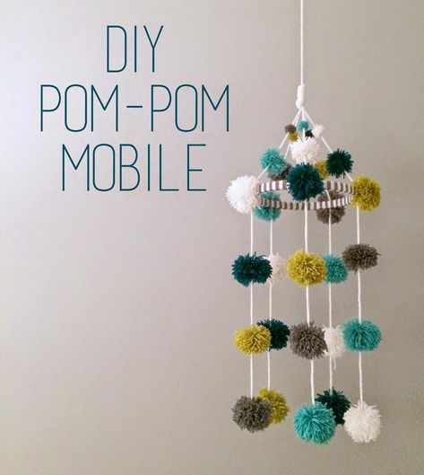 d.i.y. pom-pom mobile // day to day with shelby mae Crochet Baby Mobile, Homemade Mobile, Our Last Summer, Sprinkles Ice Cream, Pom Poms Ideas, Summer Recap, Pom Pom Mobile, Crochet Baby Mobiles, Diy Pom Poms