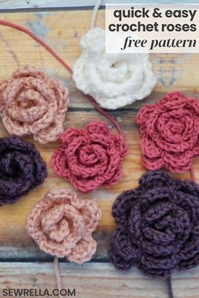 Roses Au Crochet, Crochet Quotes, Kat Haken, Crochet Roses, Crochet Puff Flower, Crochet Rose Pattern, Rose Patterns, Beau Crochet, Daisy Duke